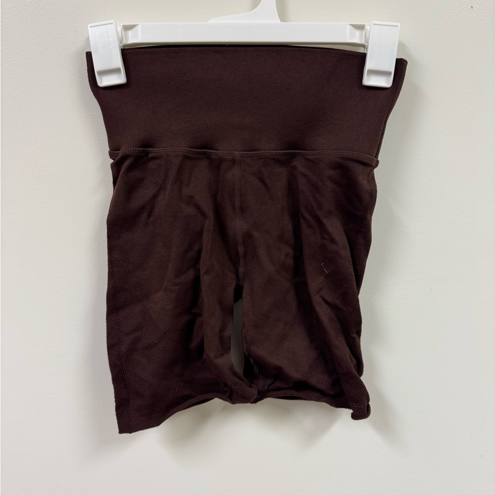 Fabletics Brown Bike Shorts High-Waisted Stretchy